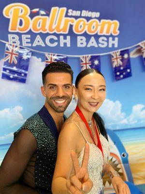 Yoon and Sergio - Silver Medallists in 50+ Bronze Latin. Ballroom Beach Bash, San Diego 2019