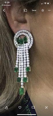 Emerald and diamond Waterfall earrings