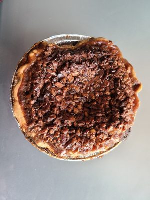 Chocolate pecan bourbon pie