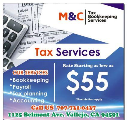 TAX INDIVIDUAL
Rate starting as low as $55.00