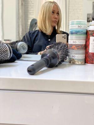 Blonde color and cut with Jana