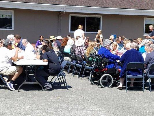 BBQ Fellowship - 
 Once a month we fellowship and enjoy food and each other!