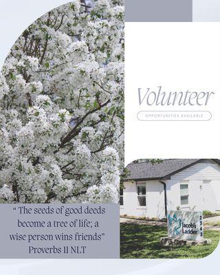 Add yourself to the volunteer tree online at www.jacobsladdercare.org to make a difference in the community!