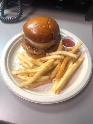 Turkey rodeo burger + fries