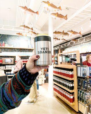 Yeti loaner can coolers given out while you're drinking at the bar