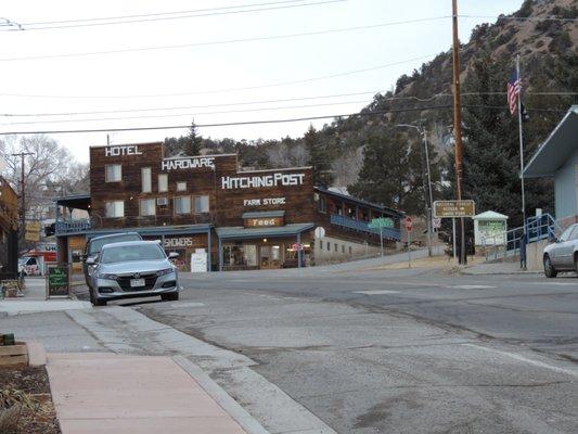 View up the road.