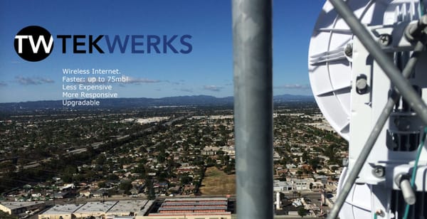 Tekwerks Internet offering Wireless internet services to business and residential customers in the San Fernando Valley.