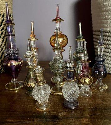 Egyptian Glass perfume and essential oil bottles $7-$11