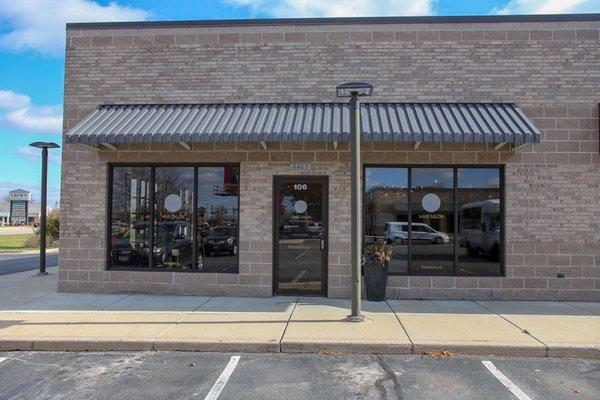 Our entrance to Be Hair Salon in the strip mall by Cevene Total Care Clinic, Rockford Pain Management or Riverside Blvd