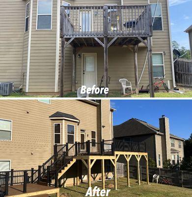 large Deck rebuild using Trex decking and Trex handrails.