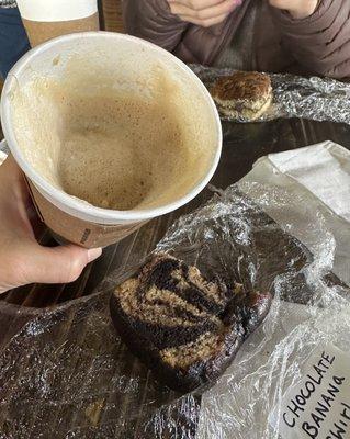 Cappuccino and banana chocolate swirl bread