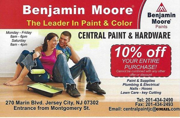 CENTRAL PAINT OF JERSEY CITY LLC.