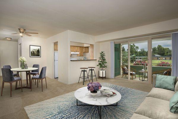 Spacious living and dining area