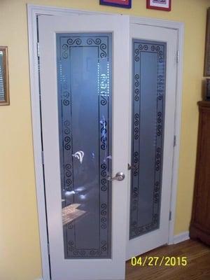 Decorative Etched Glass French Doors