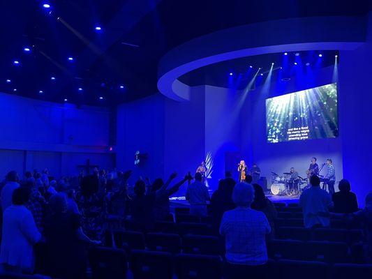 Worship in the new building