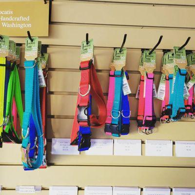 We carry Locatis collars, leashes, and harnesses. Locally owned and operated business.