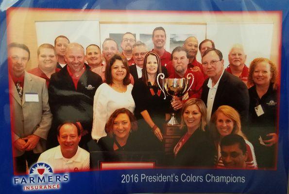 Oklahoma Farmers Agents winning the Presidents colors in 2016