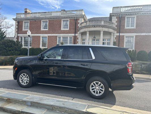 Chevrolet Tahoe 
Seat 5 in the rear comfortably