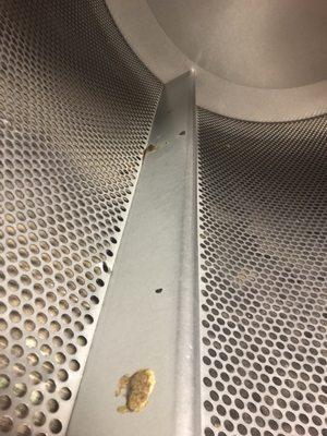 Dried gum in the dryers