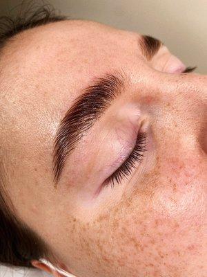 Eyebrow lamination, tinting and shaping