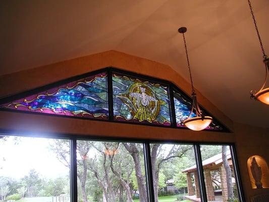 Custom stained glass window for a private chapel