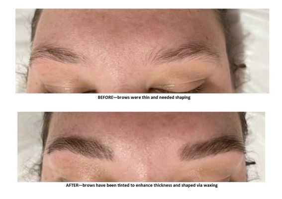 Before & after brow tint & wax