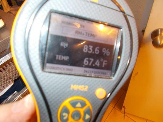 Hygrometer measuring indoor Relative Humidity. A key reading in South Florida.