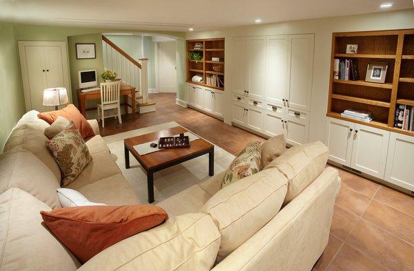 The basement was transformed into a family room.