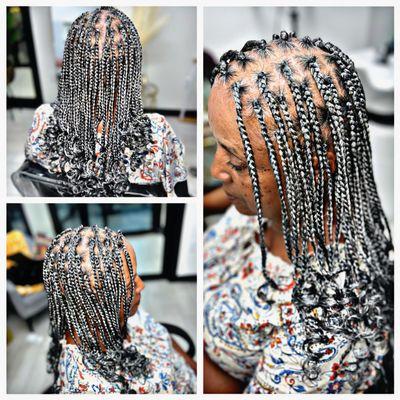 Medium Salt and Pepper Box Braids