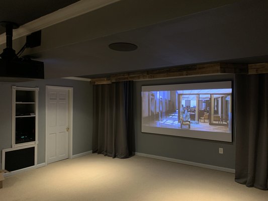 Home theater with custom interior design/build