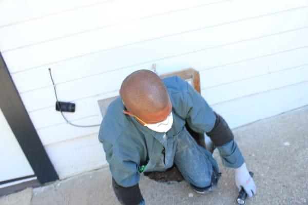 Tight crawl space, but he still got it done.