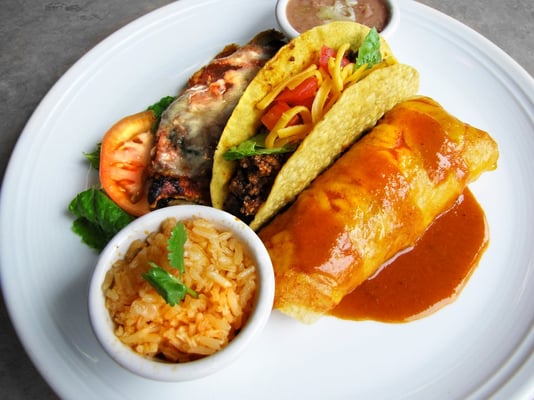 One of our combos: Taco, Tamale & Enchilada