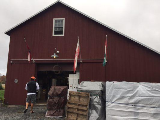 Tasting room is inside of the barn