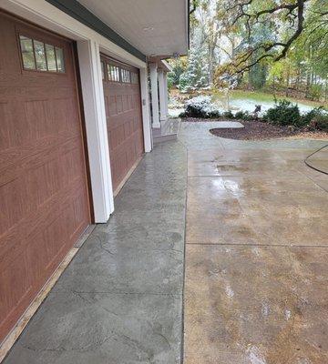 Stamped concrete apron