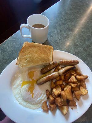 Two egg breakfast with sausage