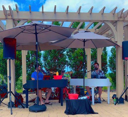 Kevin Coon, Sam Parrish and Frank Alexander at Bourgmont winery, 8-2023