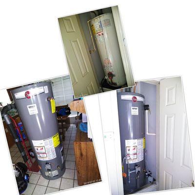 50 Gallon Natural Gas Tall Rheem Professional Classic series PROG50-38N RH60 six year warranty water heater ground floor install