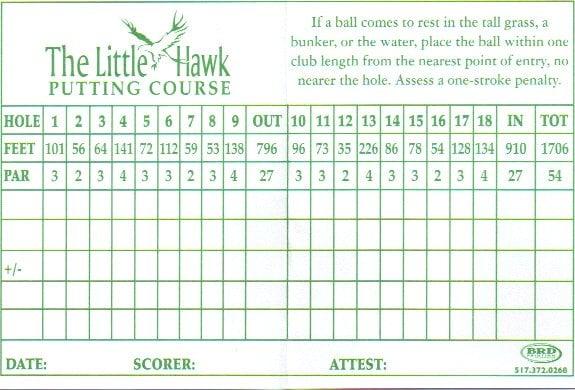 Little Hawk score card