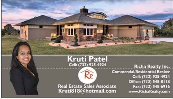 Kruti Patel Real Estate Agent with Richa Realty New Jersey.