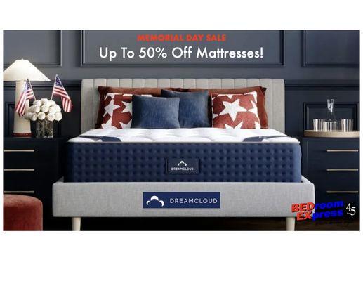 Dream Cloud Memorial Day Event.  50% Off!  All 3 models on display and in stock.  Bedroom Express Furniture & Mattresses in San Bruno.