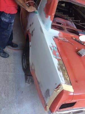 This is a 66 mustang I'm doing a complete paint job