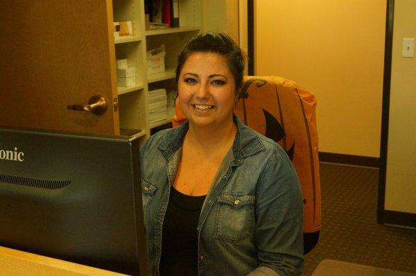 When you walk in, you meet a welcoming smile... Here is Mariah at the front desk.