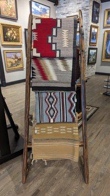 We have a number of collectible classic Native American woven rugs of various sizes, patterns and colors.