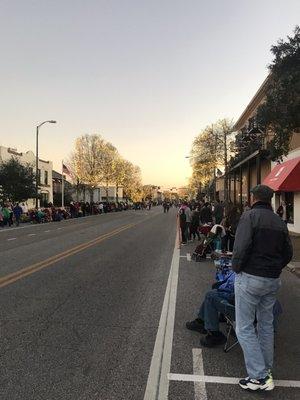 People lining up early for the parade.