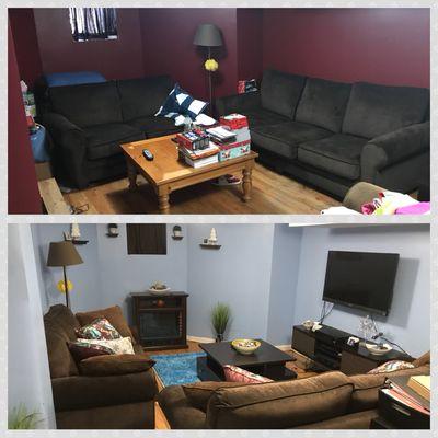 Before and after of an organized and updated space