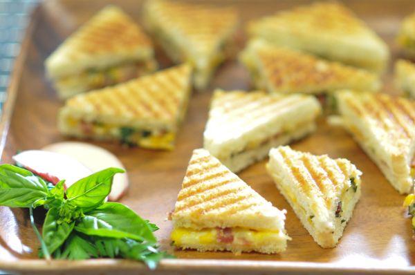 bacon, peach, basil, & aged gouda panini wedge