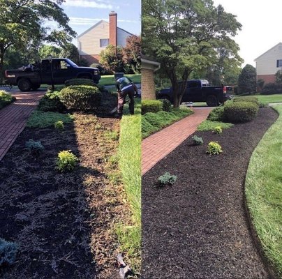 Fresh mulch and power washed the bricks. GORGEOUS