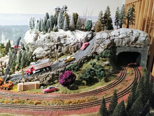 O gauge train layout,designed by Richard Strizver,  owner of Creative Framing