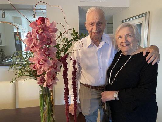 The happy couple on their 65th anniversary...they loved the arrangement!!