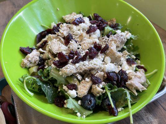 ABF chicken with mixed greens (no pecans).